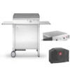 Pack Plancha électrique Chef 55 Lisse + Chariot Fermé + Housse + Capot - PLANET -Meilleur Barbecue Grille Magasin pack plancha elec chef 55 lisse char ferme houscapot